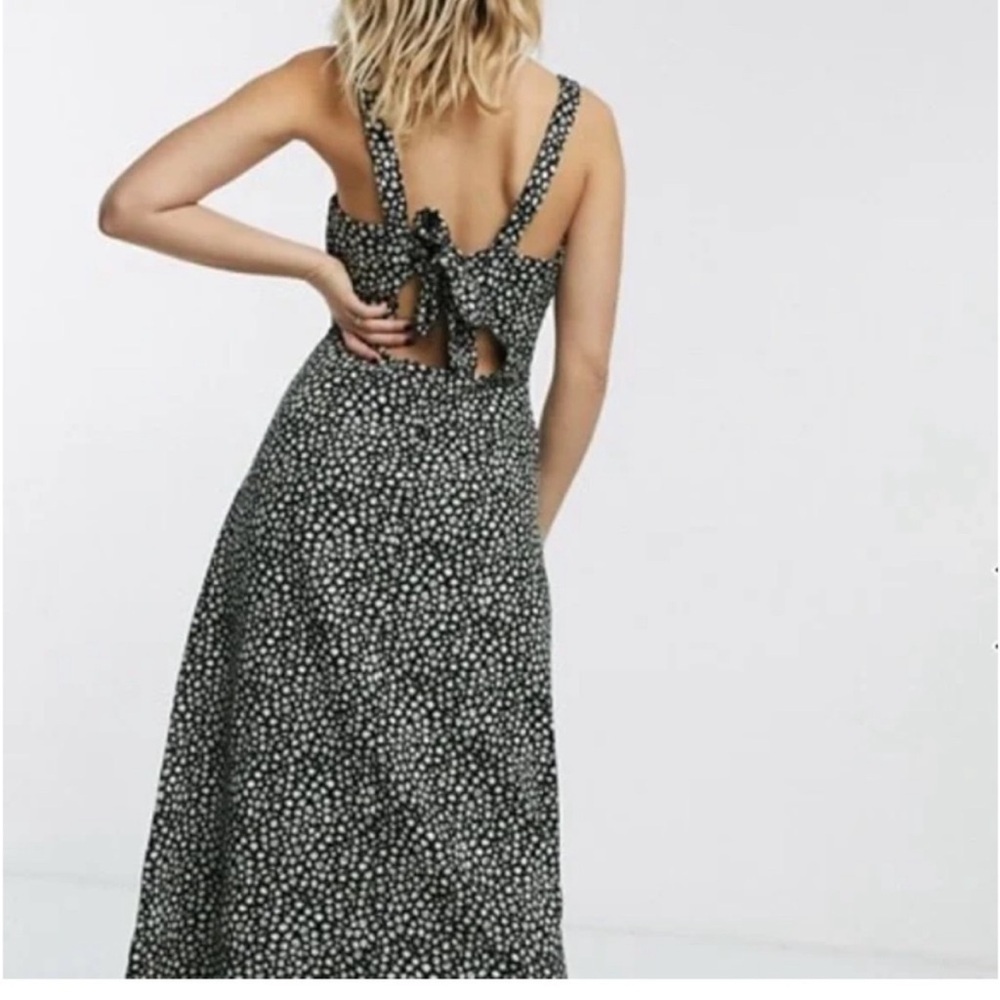 Free People Lorelai Daisy Print Tie Back Midi Dress Black M - Picture 2 of 12